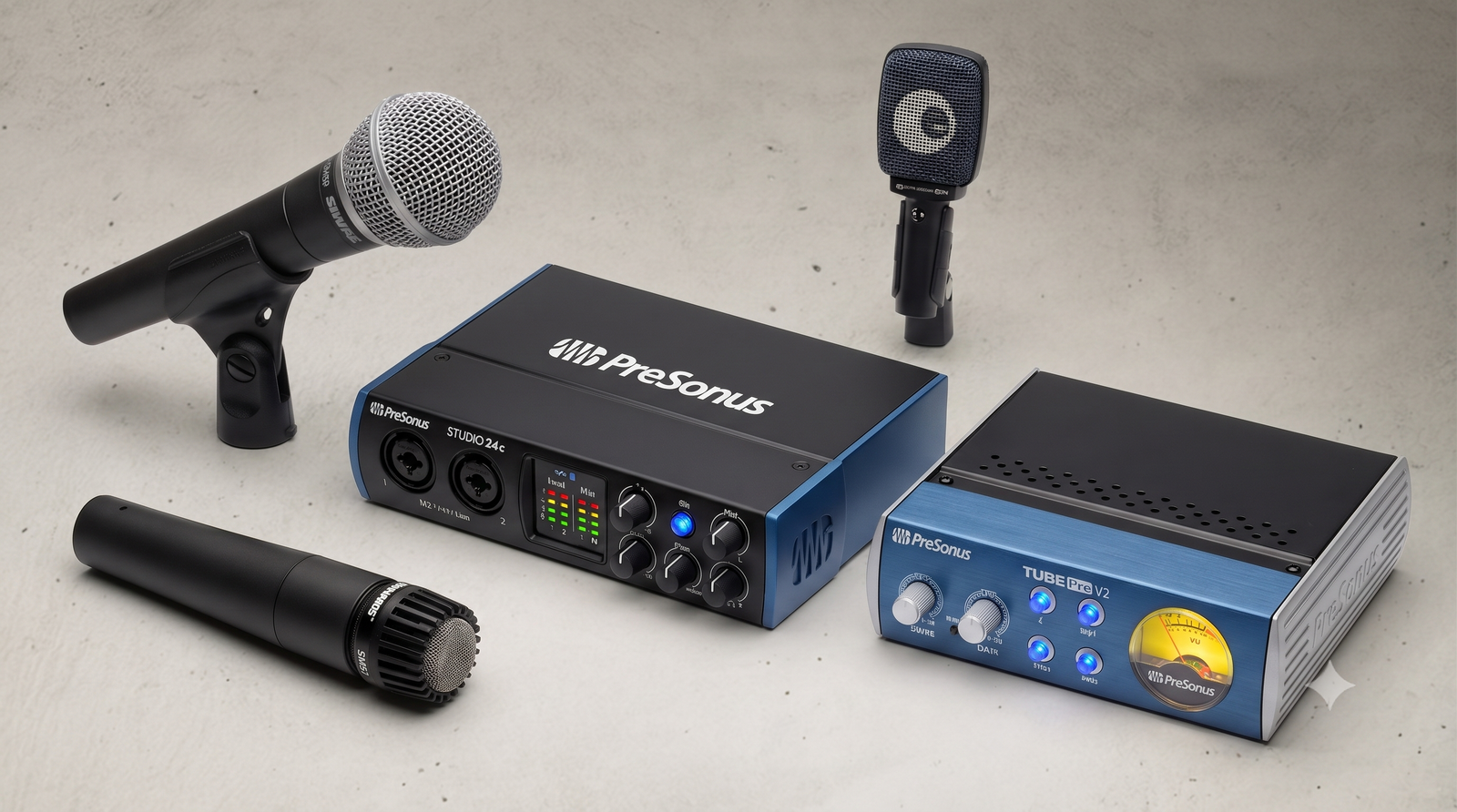 Studio gear and mics